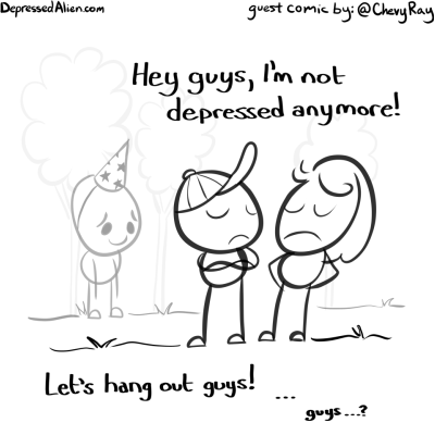 Alien isn't depressed... for now. (Guest comic!)